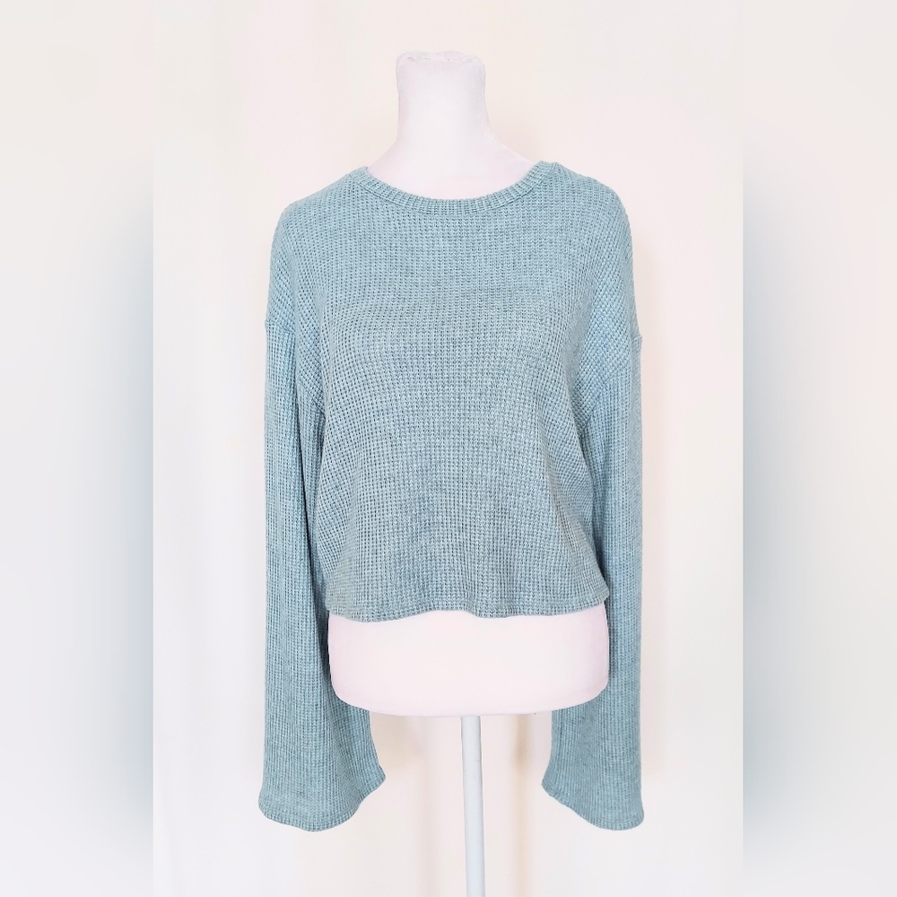 Urban Renewal Ribbed Knit Cropped Long Flare Sleeve Top Womens Small